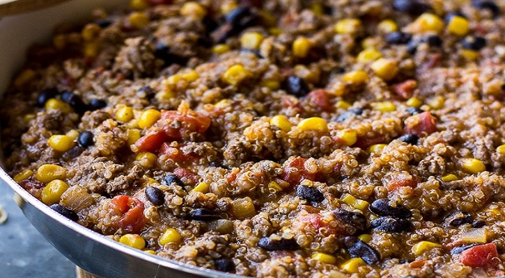 Beef and Quinoa Enchilada Bake