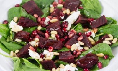 Beets with Goat Cheese and Pine Nuts