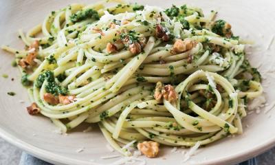 Linguine with Broccolini-Walnut Pesto