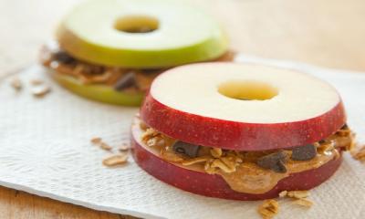 Apple Ring and Peanut Butter Sandwiches
