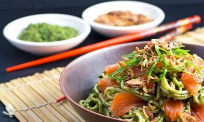 Soba Noodles With Nori Pesto And Salmon