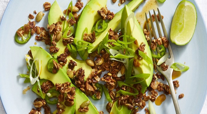 Avocado Salad with Spicy Sesame-Tamari Granola