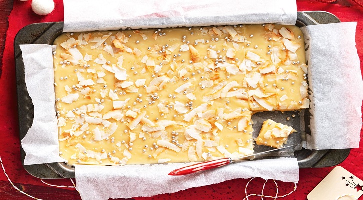 Microwave Christmas Coconut Fudge