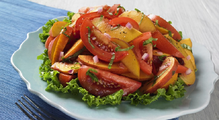 Tomato, Peach, and Basil Salad