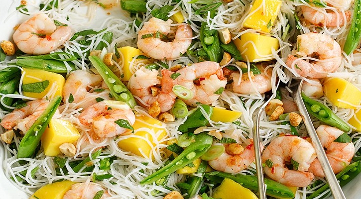 Mango and Prawn Rice Noodle Salad