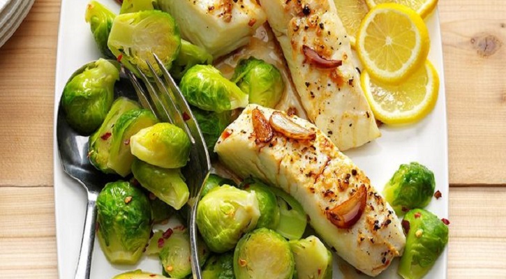 Ginger Halibut with Brussels Sprouts