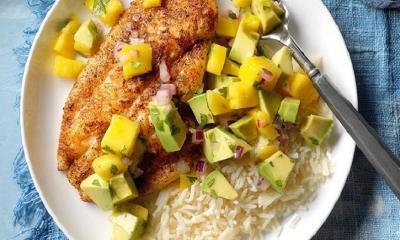 Blackened Catfish with Mango Avocado Salsa