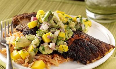 Blackened Catfish with Mango Avocado Salsa