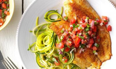 Blackened Tilapia with Zucchini Noodles