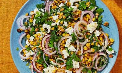 Giant couscous salad with charred veg & tangy pesto