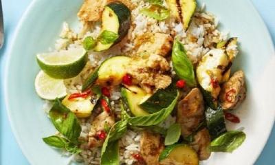 Grilled Basil Chicken and Zucchini
