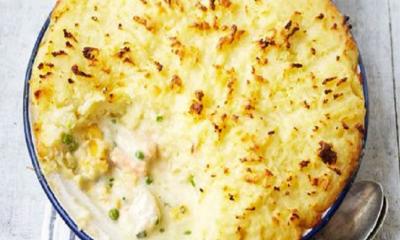 Easy-to-scale cheesy fish pie with kale