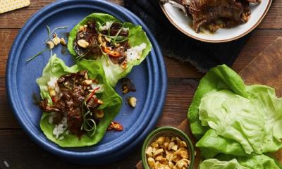 Korean Pineapple Beef Lettuce Wraps