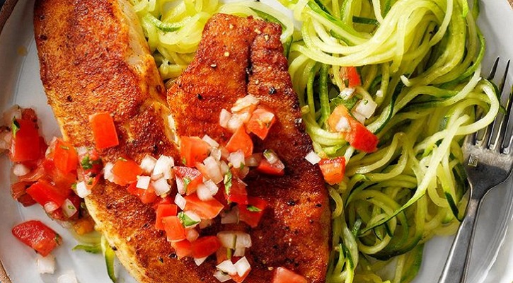 Blackened Tilapia with Zucchini Noodles