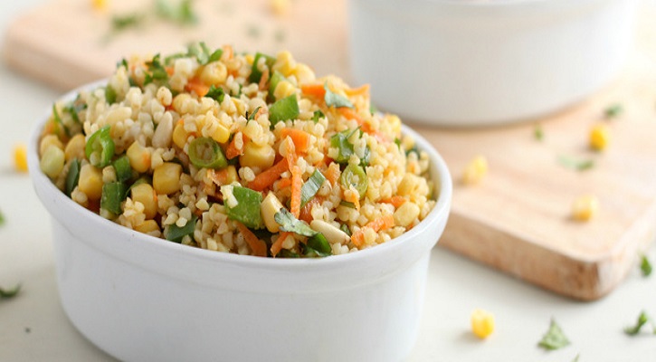 Curried pork bulgur salad